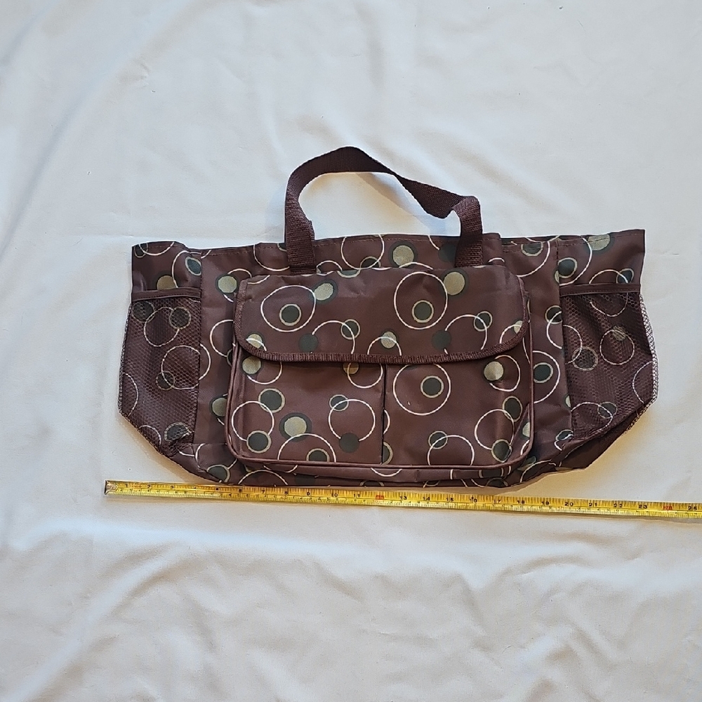 Chic Brown Circle Pattern Tote Bag - image 1